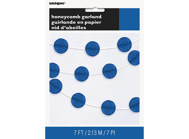 Ensfarget - Mørk Blå 1 Papirgirlander mini honeycomb - 214cm