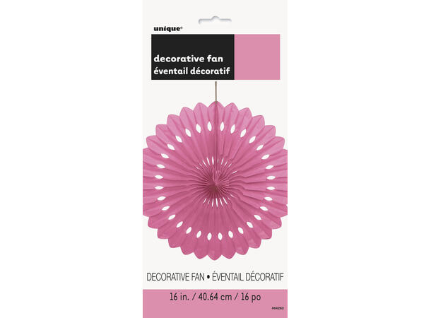Ensfarget - Mørk Rosa 1 Pyntevifte i papir - 40cm