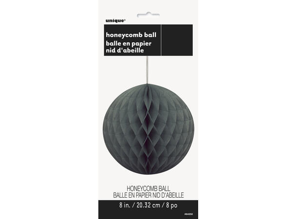 Ensfarget - Sort 1 Honeycomb ball i papir - 20cm