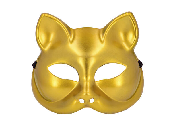 Halvmaske - Katt - Gull 1 Halvmaske til voksen 