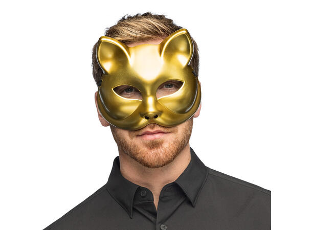 Halvmaske - Katt - Gull 1 Halvmaske til voksen 