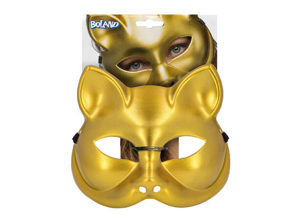 Halvmaske - Katt - Gull 1 Halvmaske til voksen 