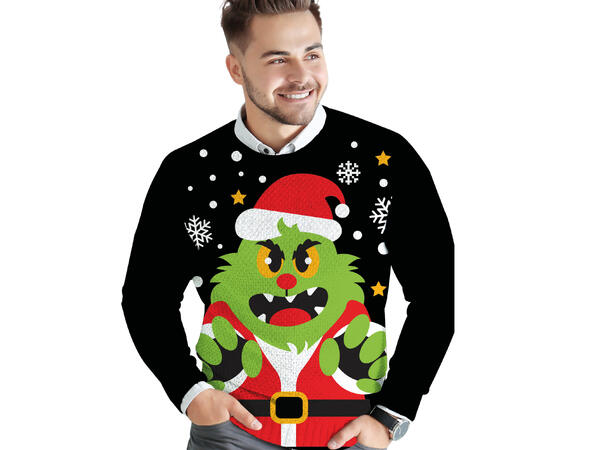 Julegenser - Grinch - Sort 1 Genser i bomull til mann - Str L 