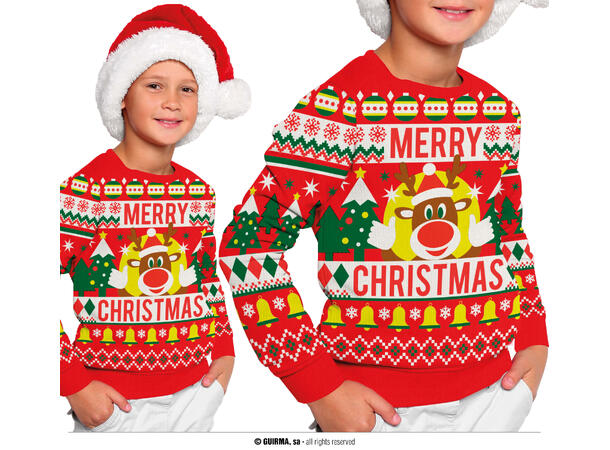 Julegenser - "Merry Christmas" 1 Genser til barn - Str 5-6år 