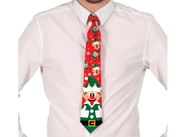 Juleslips - Alv - Rød 1 Slips i polyester - 45cm 