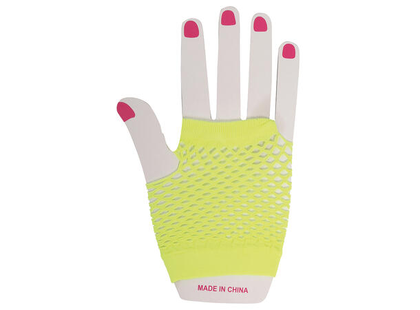 Korte nettinghansker - Neon Gule 1 Par fingerløse hansker - 11cm 
