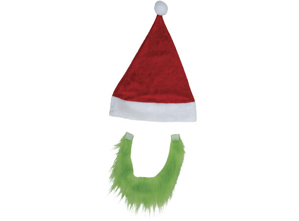 Lue m/Skjegg - Grønn - Grinch 1 Lue med skjegg - Onesize 