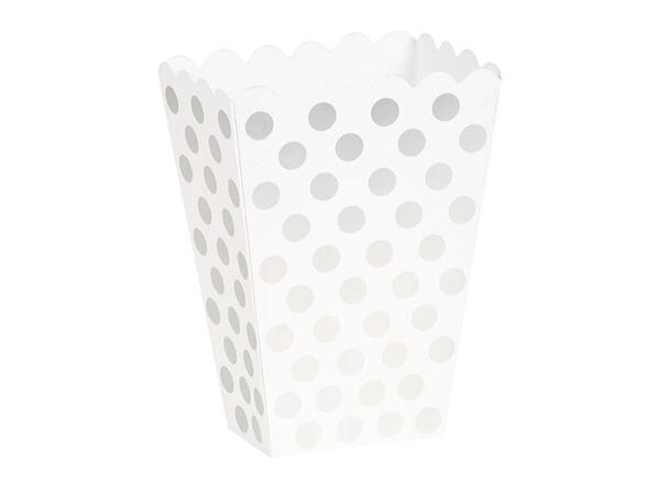 Sølv med Prikker 8 Godteesker i papir - 13,5x9,5x6,5cm