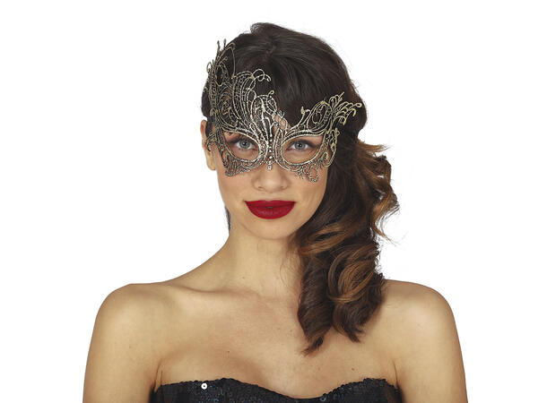 Øyemaske - Blonder - Gull 1 Øyemaske i polyester m/strikk 