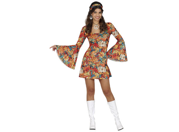 70-talls kjole - Flower Power 1 Damekostyme - Str 42-44 (L) 