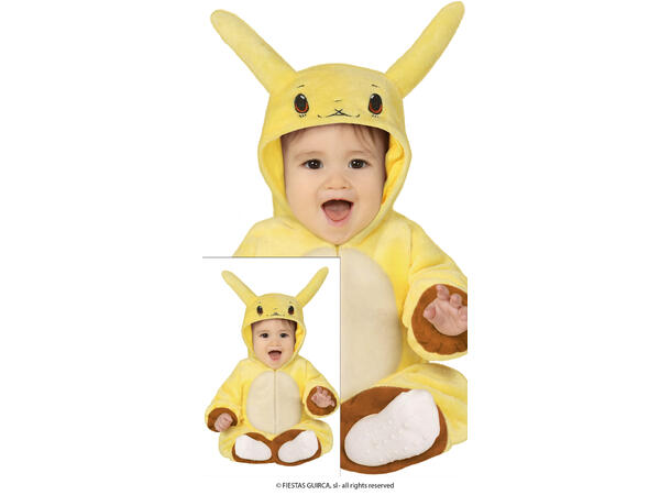 Baby - Pikachu - Onepiece 1 Babykostyme - Str 2-3 år (100cm) 