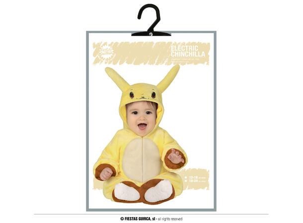 Baby - Pikachu - Onepiece 1 Babykostyme - Str 2-3 år (100cm) 