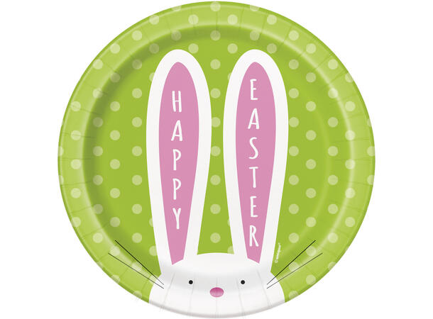 Cute Easter 8 Runde tallerkener i papp - 18cm