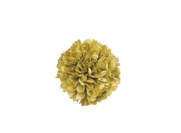 Ensfarget - Gull 1 Pompom i silkepapir - ca 40cm