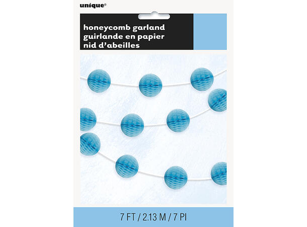 Ensfarget - Lys Blå 1 Papirgirlander mini honeycomb - 214cm
