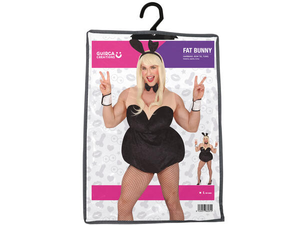 Feit mannlig Pin-up-bunny - Sort 1 Herrekostyme - Str 52-54 (L) 
