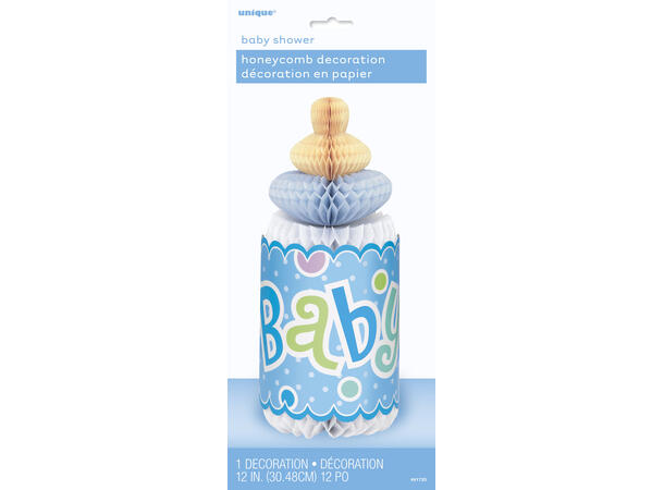 Babyshower - Blå Prikker 1 Papirdekorason Honeycomb - 30cm