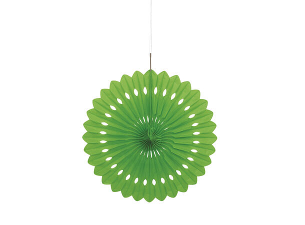 Ensfarget - Limegrønn 1 Pyntevifte i papir - 40cm