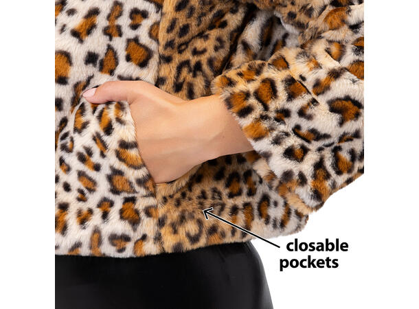 Fluffy pelsjakke - Leopard 1 Jakke i kunstig pels - Str M/L 