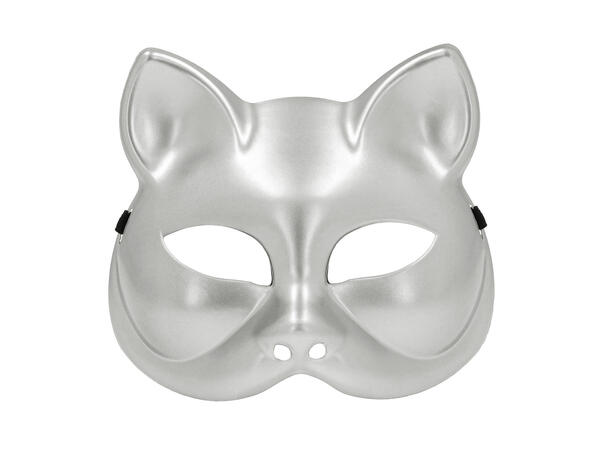 Halvmaske - Katt - Sølv 1 Halvmaske til voksen 