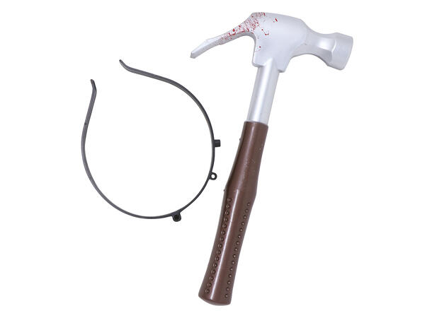 Hårbøyle - Blodig hammer 1 Hårbøyle i plast - 28cm 