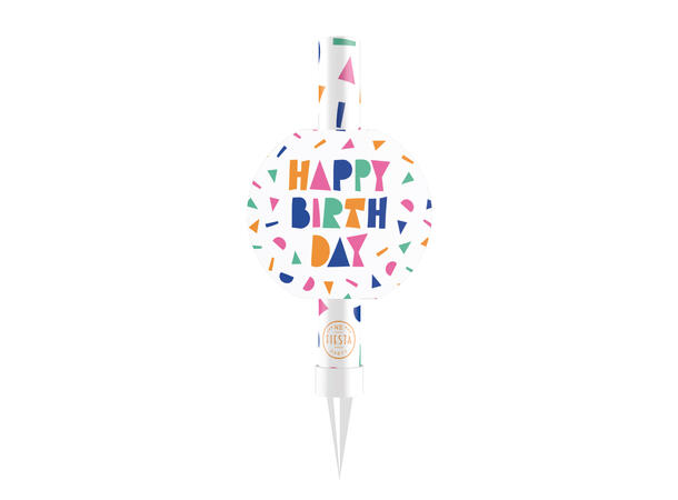 Isfontene - Happy Birthday - Hvit 1 Isfontene - 12cm - Brenner ca 40 sek 