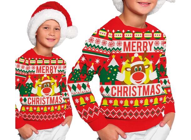 Julegenser - "Merry Christmas" 1 Genser til barn - Str 7-9år 
