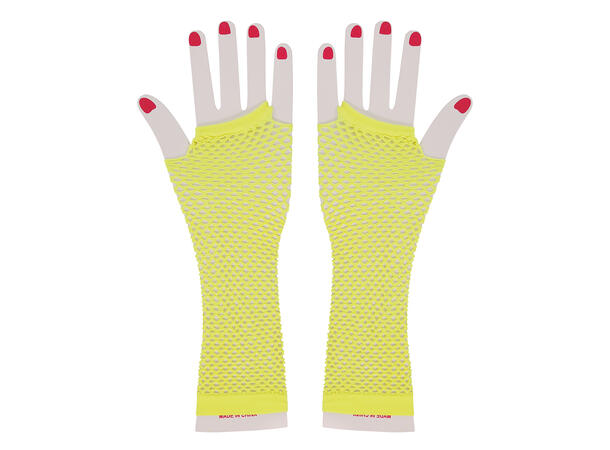 Lange nettinghansker - Gule 1 Par fingerløse hansker - 26cm 