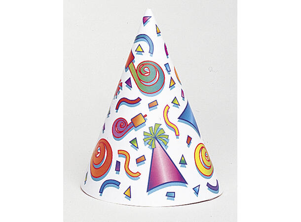 Livlige festhatter - Assortert 8 Hatter i papp 