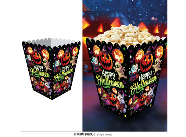 Popcormbeger - Halloween 6 Popcorbeger i papir - 18x10,5cm 
