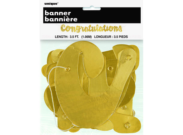 “Congratulations" - Gull 1 Bokstavbanner i papir - Foliert