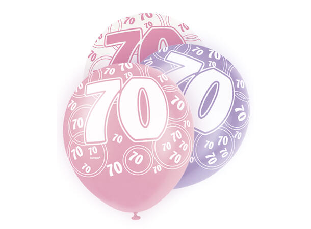 Glitz Rosa - #70 6 Gummiballonger - 30cm (12") - 3 farger