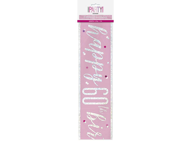 Rosa & Sølv Glitz - #60 1 Foliebanner - 2,9m