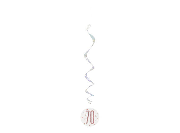 Rosegull Glitz - #70 6 Hengedekorasjoner virvel - 81cm