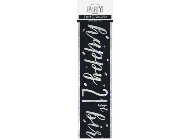 Sort & Sølv Glitz - #21 1 Foliebanner - 2,9m