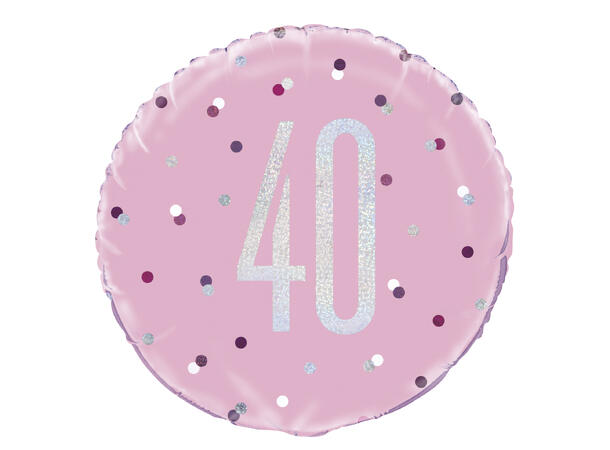 Rosa & Sølv Glitz - #40 1 Folieballong - 46cm(18")