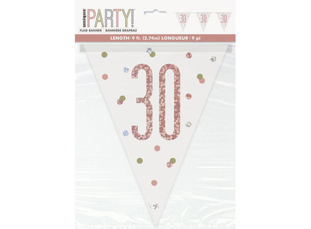 Rosegull Glitz - #30 1 Flaggbanner i plast - 2,9m
