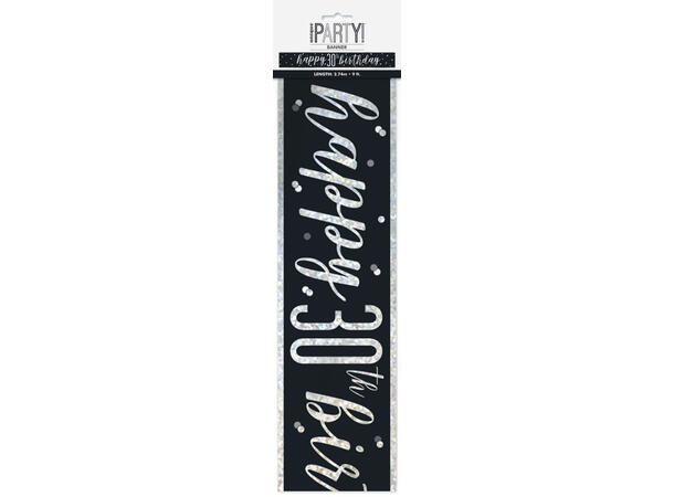 Sort & Sølv Glitz - #30 1 Foliebanner - 2,9m