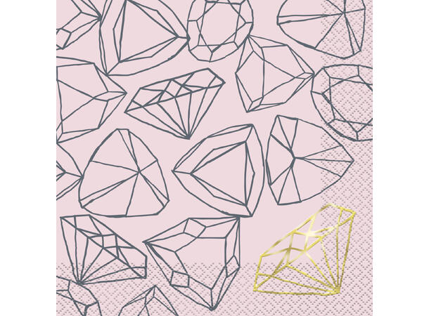 Utdrikningslag, Dame - Rosa Diamant 16 Lunchservietter - 33x33cm
