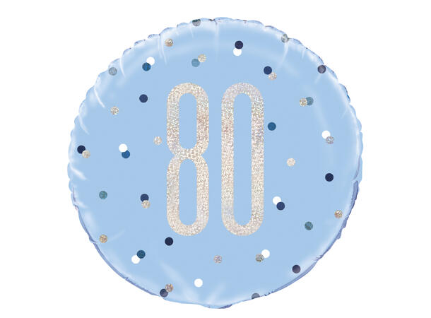 Blå & Sølv Glitz - #80 1 Folieballong - 46cm(18")