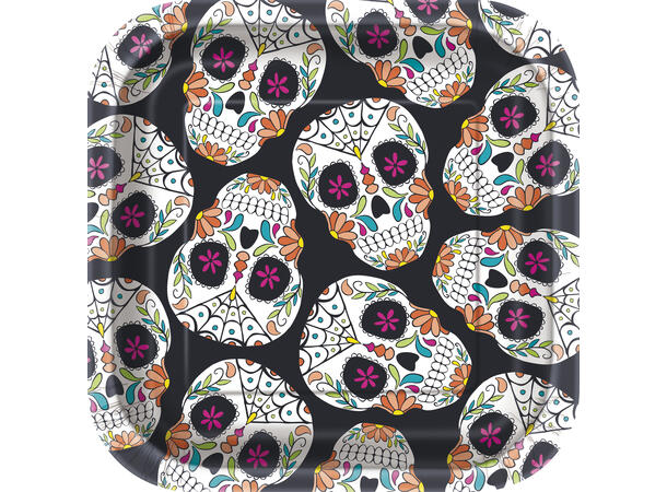 Kranie Day of the Dead 8 Runde tallerkener i papp - 18cm