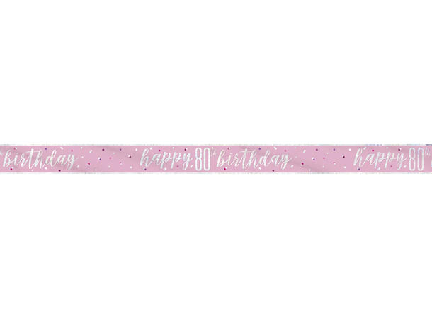 Rosa & Sølv Glitz - #80 1 Foliebanner - 2,9m