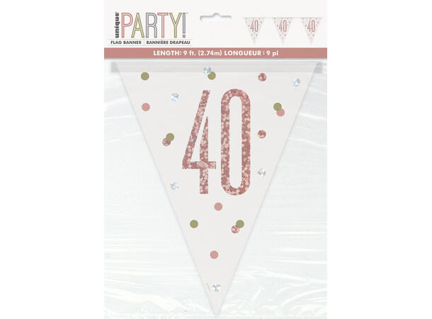 Rosegull Glitz - #40 1 Flaggbanner i plast - 2,9m