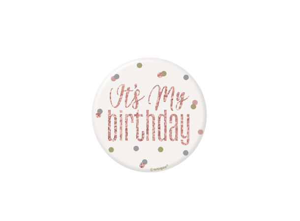 Rosegull Glitz - "It's my birthday" 1 merke - 7,5cm