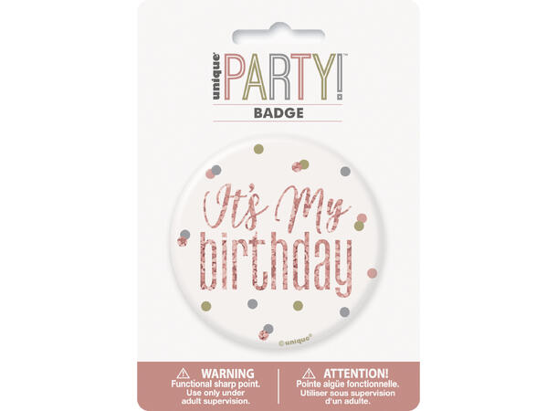 Rosegull Glitz - "It's my birthday" 1 merke - 7,5cm