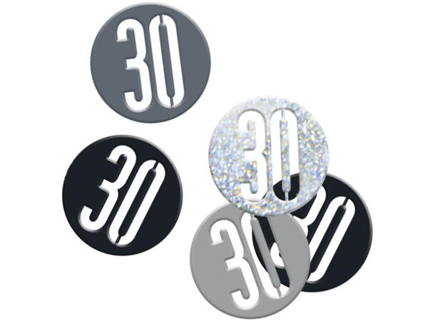 Sort & Sølv Glitz - #30 1 Pose Bordkonfetti - 15g