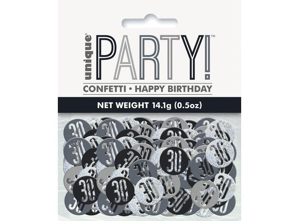 Sort & Sølv Glitz - #30 1 Pose Bordkonfetti - 15g