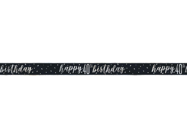 Sort & Sølv Glitz - #40 1 Foliebanner - 2,9m