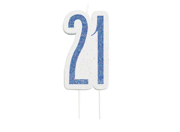 Blå & Sølv Glitz - Glitter - #21 1 Kakelys på pinne