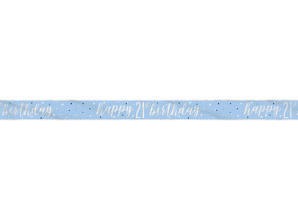 Blå & Sølv Glitz - #21 1 Foliebanner - 2,9m